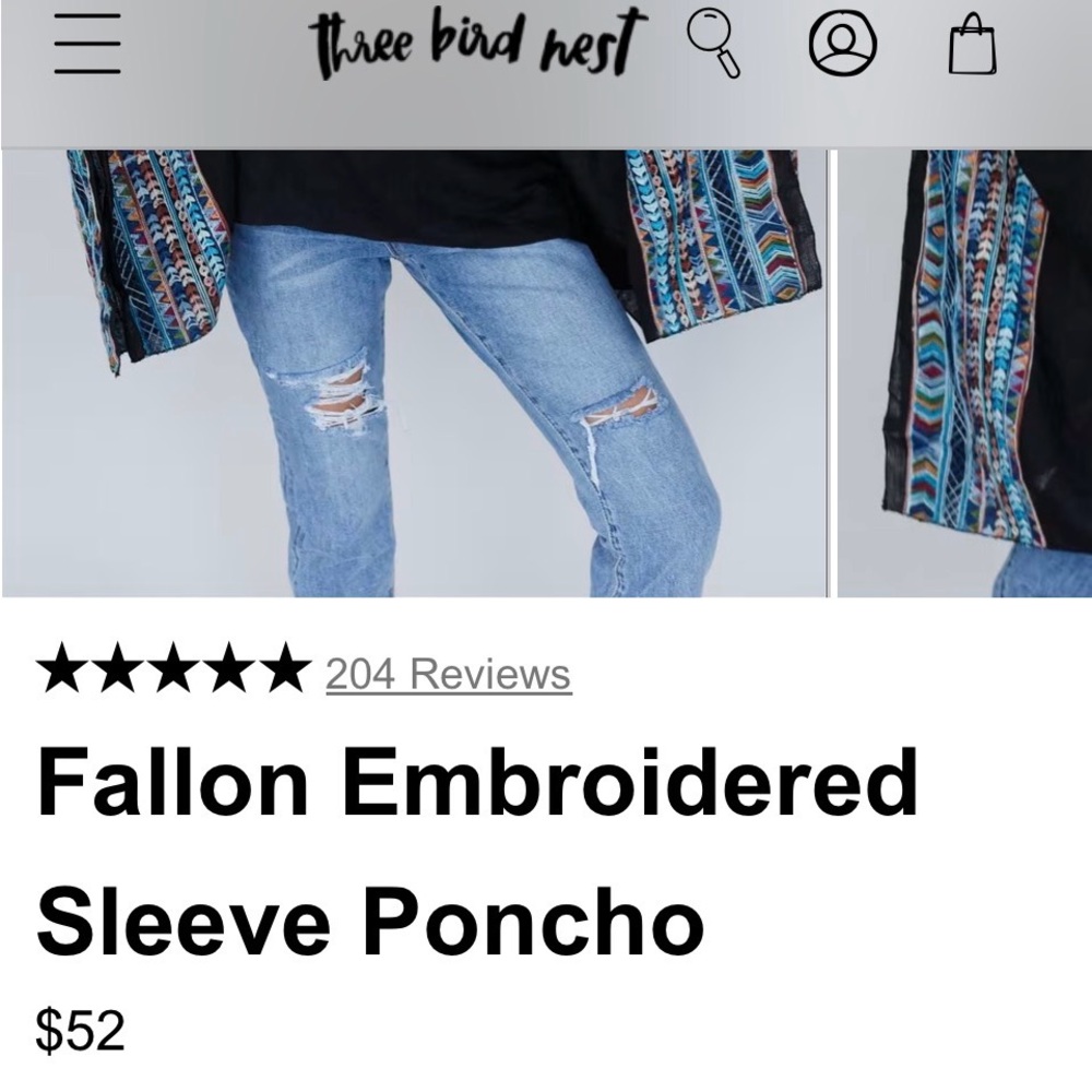 Three Bird Nest Colorful Embroidered Poncho - Picture 5 of 6